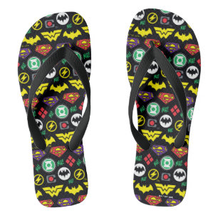 Chibi Justice League Logo Pattern ビーチサンダル