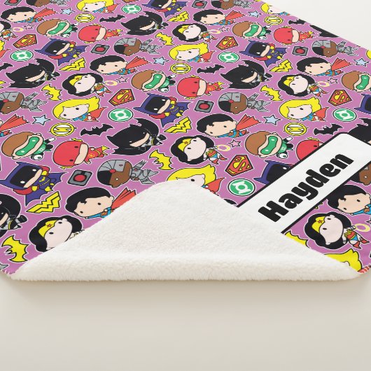 Chibi Justice League Pattern on Purple シェルパブランケット (3/4)