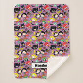 Chibi Justice League Pattern on Purple シェルパブランケット (正面)