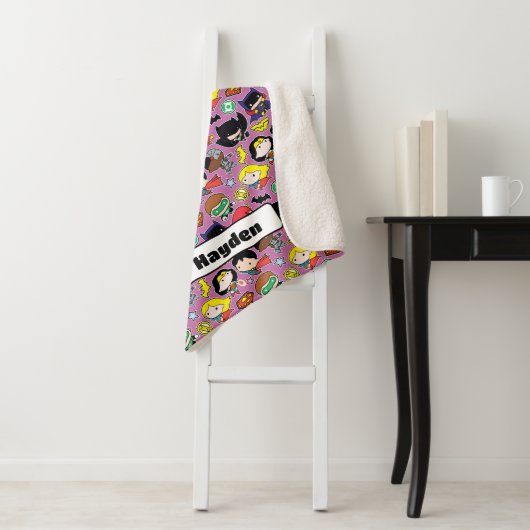 Chibi Justice League Pattern on Purple シェルパブランケット (インサイチュ)