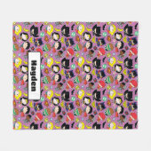 Chibi Justice League Pattern on Purple フリースブランケット (正面(横))