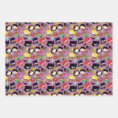 Chibi Justice League Pattern on Purple ラッピングペーパーシート (正面2)
