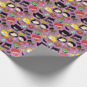 Chibi Justice League Pattern on Purple ラッピングペーパー (角)