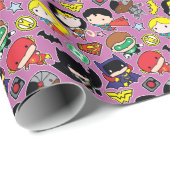 Chibi Justice League Pattern on Purple ラッピングペーパー (ロールコーナー)