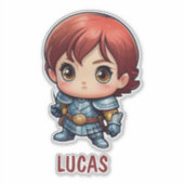 Chibi Knight Personalized Kids Cut Viny シール (正面)