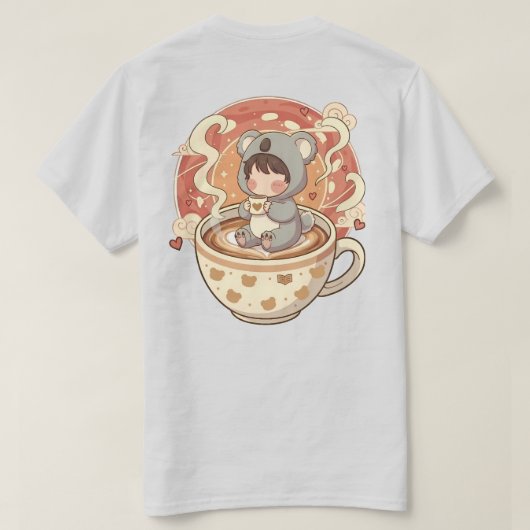 Chibi Koala Coffee Adventure Men's Graphic T-Shirt Tシャツ (デザイン裏面)