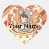 Chibi Koala Kawaii Anime Aesthetic Sticker ハートシール (正面)