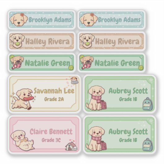 Chibi Labrador Name Labels シール (正面)