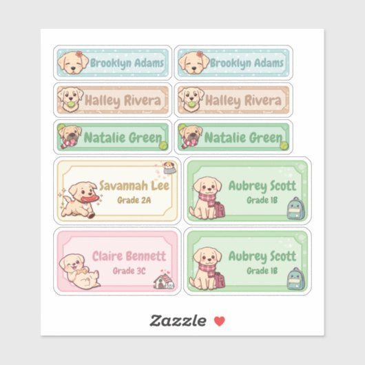 Chibi Labrador Name Labels シール (シート)