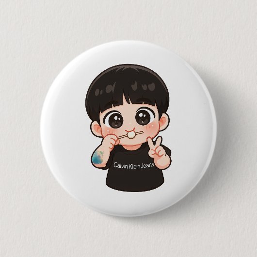 Chibi Music Pin – Golden Era Inspired Badge 缶バッジ (正面)