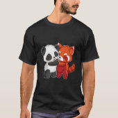 Chibi Panda Bear Hugs Red Panda Tシャツ (正面)
