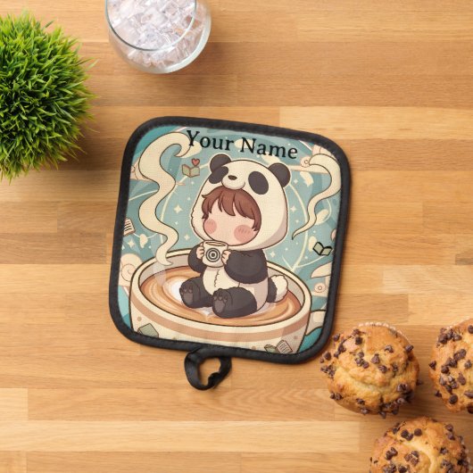 Chibi Panda Brew Heat Resistant Oven Mitt 鍋敷き (トップダウン)