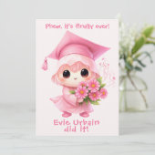 🎓Chibi Pink Celebration Graduation Announcement 招待状 (スタンド正面)