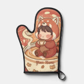Chibi Red Panda Brew Heat Resistant Oven Mitt 鍋つかみ (正面)