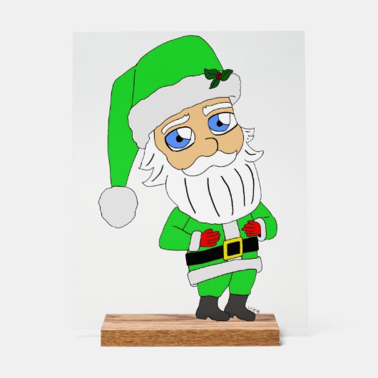 Chibi Santa green suit アクリルサイン (正面)