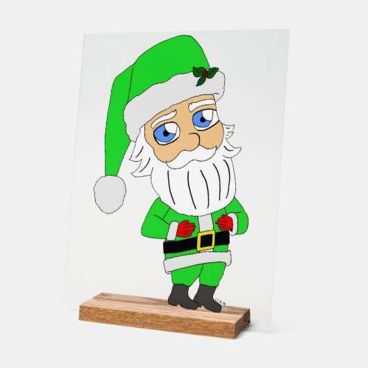 Chibi Santa green suit アクリルサイン (傾斜)