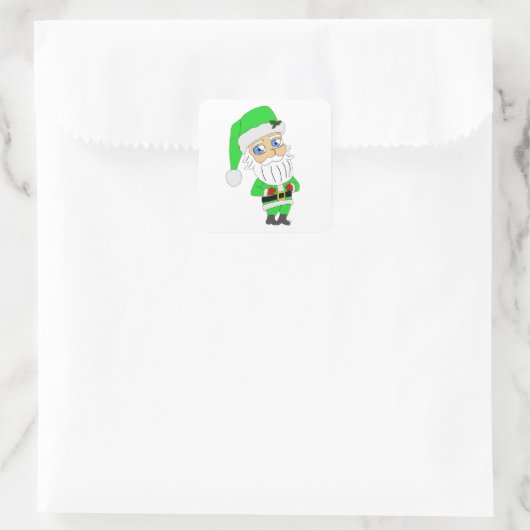 Chibi Santa green suit スクエアシール (バッグ)