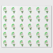 Chibi Santa green suit ラッピングペーパー (フラット)