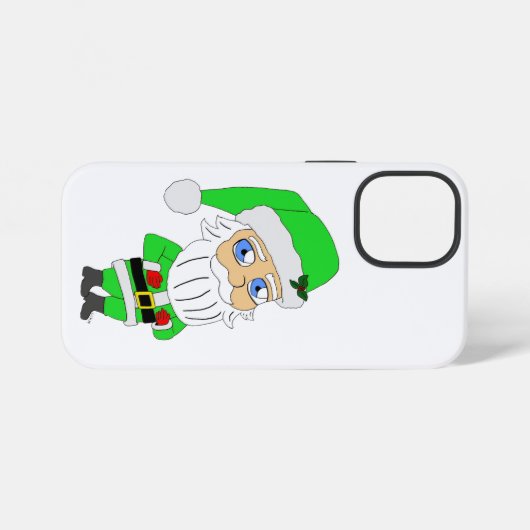 Chibi Santa green suit iPhoneケース (裏面横)