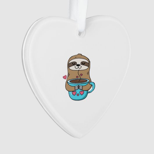 Chibi Sloth Coffee Lover � Cute Kawaii Sloth Huggi オーナメント (正面)