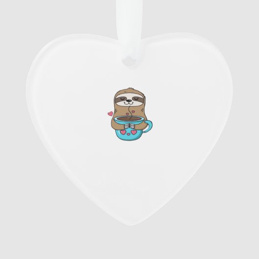 Chibi Sloth Coffee Lover � Cute Kawaii Sloth Huggi オーナメント (正面)
