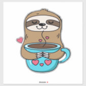 Chibi Sloth Coffee Lover � Cute Kawaii Sloth Huggi シール (シート)