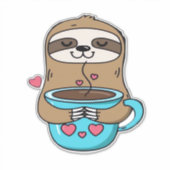 Chibi Sloth Coffee Lover � Cute Kawaii Sloth Huggi シール (正面)