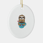 Chibi Sloth Coffee Lover � Cute Kawaii Sloth Huggi セラミックオーナメント (右)