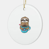 Chibi Sloth Coffee Lover � Cute Kawaii Sloth Huggi セラミックオーナメント (左)