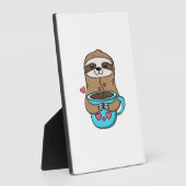 Chibi Sloth Coffee Lover � Cute Kawaii Sloth Huggi フォトプラーク (側面)