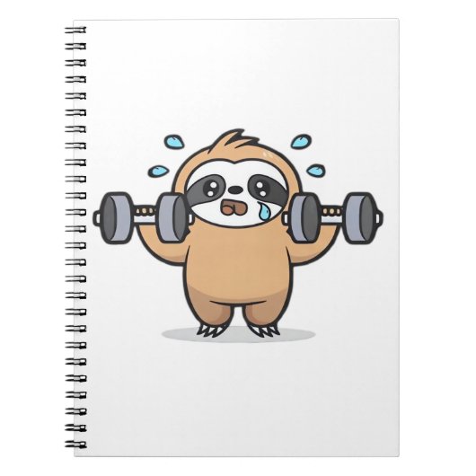 Chibi Sloth Gym Fail � Cute Kawaii Funny Workout A ノートブック (正面)