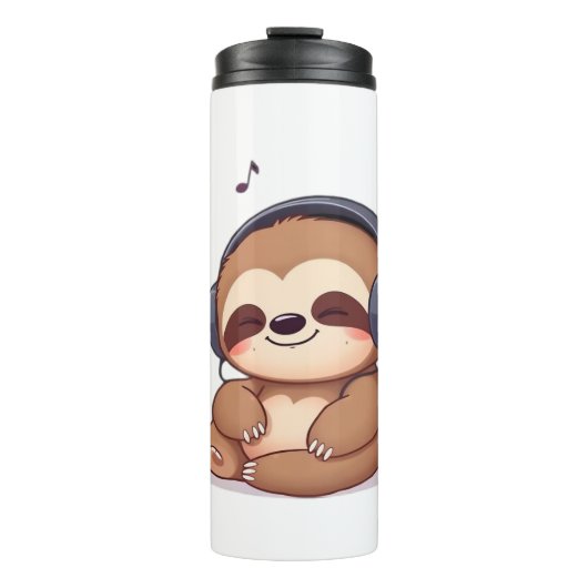Chibi Sloth with Headphones � Cute Kawaii Relaxing タンブラー (正面)