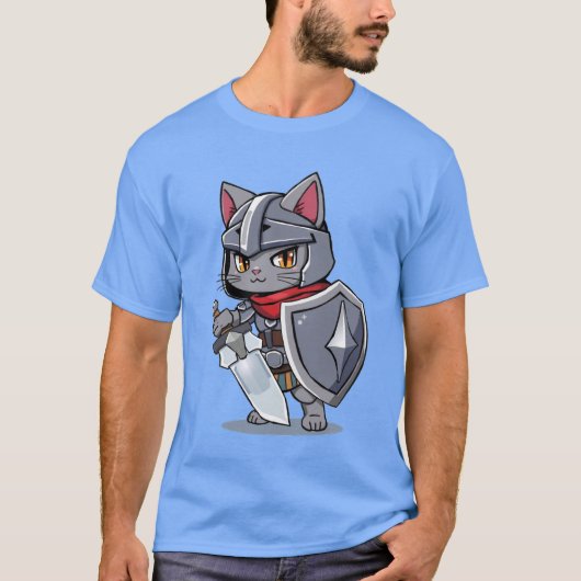 Chibi Style Medieval Cat Swordsman Tシャツ (正面)