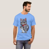 Chibi Style Medieval Cat Swordsman Tシャツ (正面フル)
