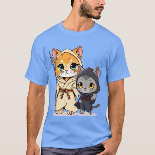 Chibi Style Medieval Cats with Spears Tシャツ (正面)