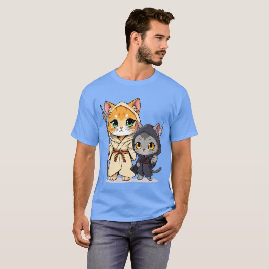 Chibi Style Medieval Cats with Spears Tシャツ (正面フル)