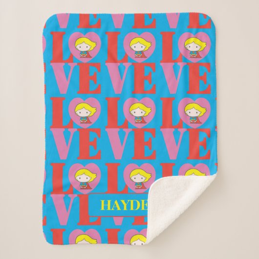 Chibi Supergirl LOVE シェルパブランケット (正面)