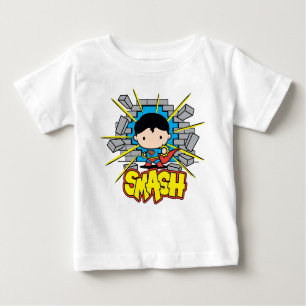 Chibi Superman Smashing Through Brick Wall ベビーTシャツ
