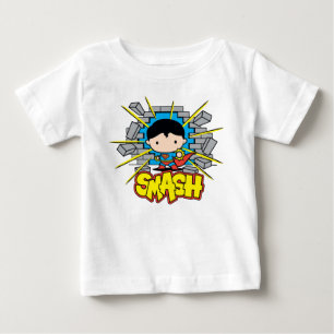 Chibi Superman Smashing Through Brick Wall ベビーTシャツ