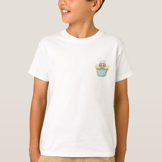 Chibi White Haired Boy in a Blue Tub Kids Tシャツ (正面)