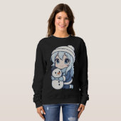 Chibi Winter Girl Sweatshirt – Cute Anime Snowman  スウェットシャツ (正面フル)