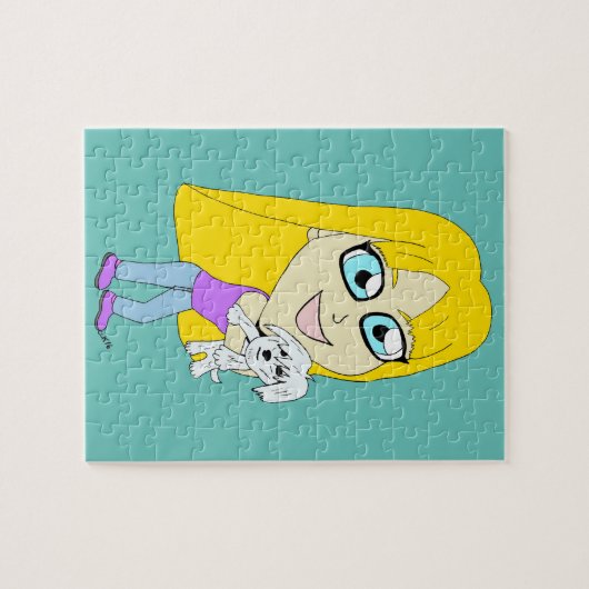 Chibi with a pup ジグソーパズル (横)