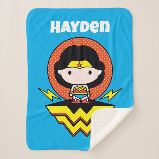 Chibi Wonder Woman With Polka Dots and Logo シェルパブランケット (正面)