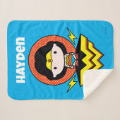 Chibi Wonder Woman With Polka Dots and Logo シェルパブランケット (正面(横))