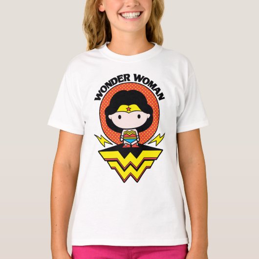 Chibi Wonder Woman With Polka Dots and Logo Tシャツ (正面)