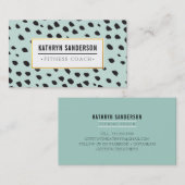 CHICのダブ絵を描スストロークのドット黒金ゴールドミント 名刺 (正面/裏面)