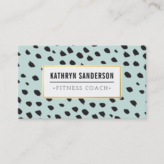 CHICのダブ絵を描スストロークのドット黒金ゴールドミント 名刺 (正面)