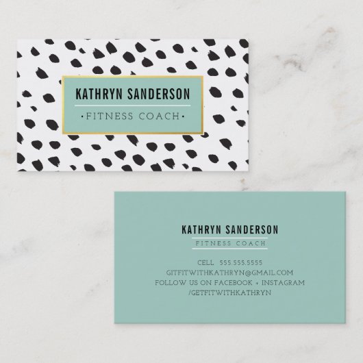 CHICの絵を描DABSストロークのドット黒の金ゴールドピンク 名刺 (正面/裏面)