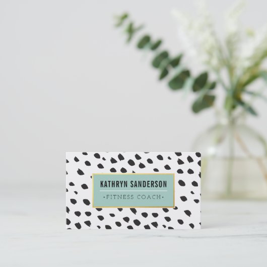 CHICの絵を描DABSストロークのドット黒の金ゴールドピンク 名刺 (スタンド正面)