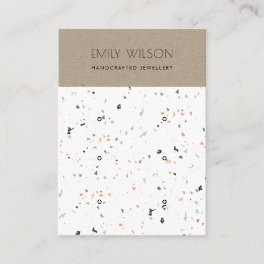 CHICクラフトホワイトテラゾ3イヤリングディスプレイロゴ 名刺 (正面)